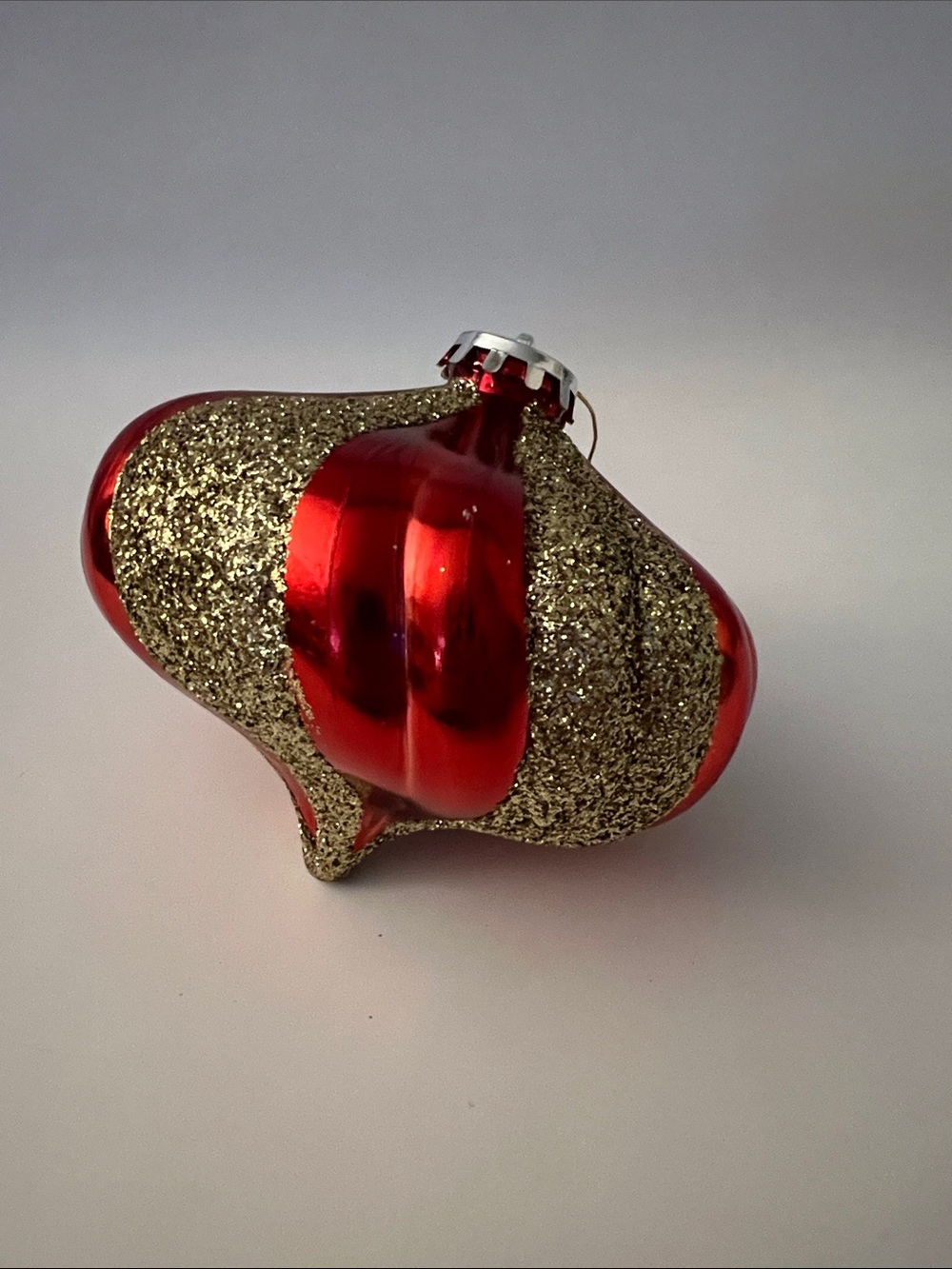 Holiday Red and Gold Glitter Christmas Ornament - Festive Bulb